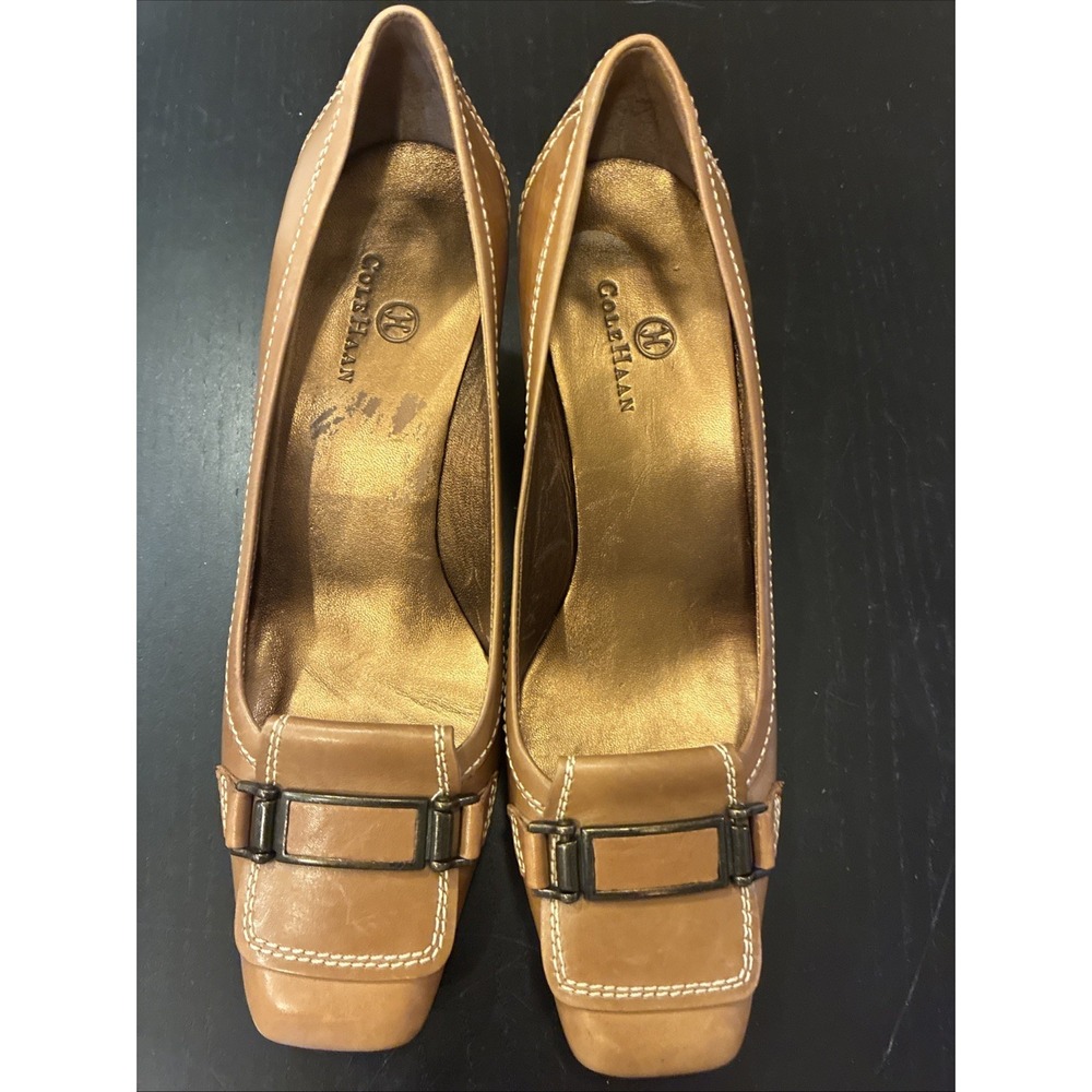 Vintage Cole Haan Caramel Colored Kitten Heel Pumps Sz 8.5
